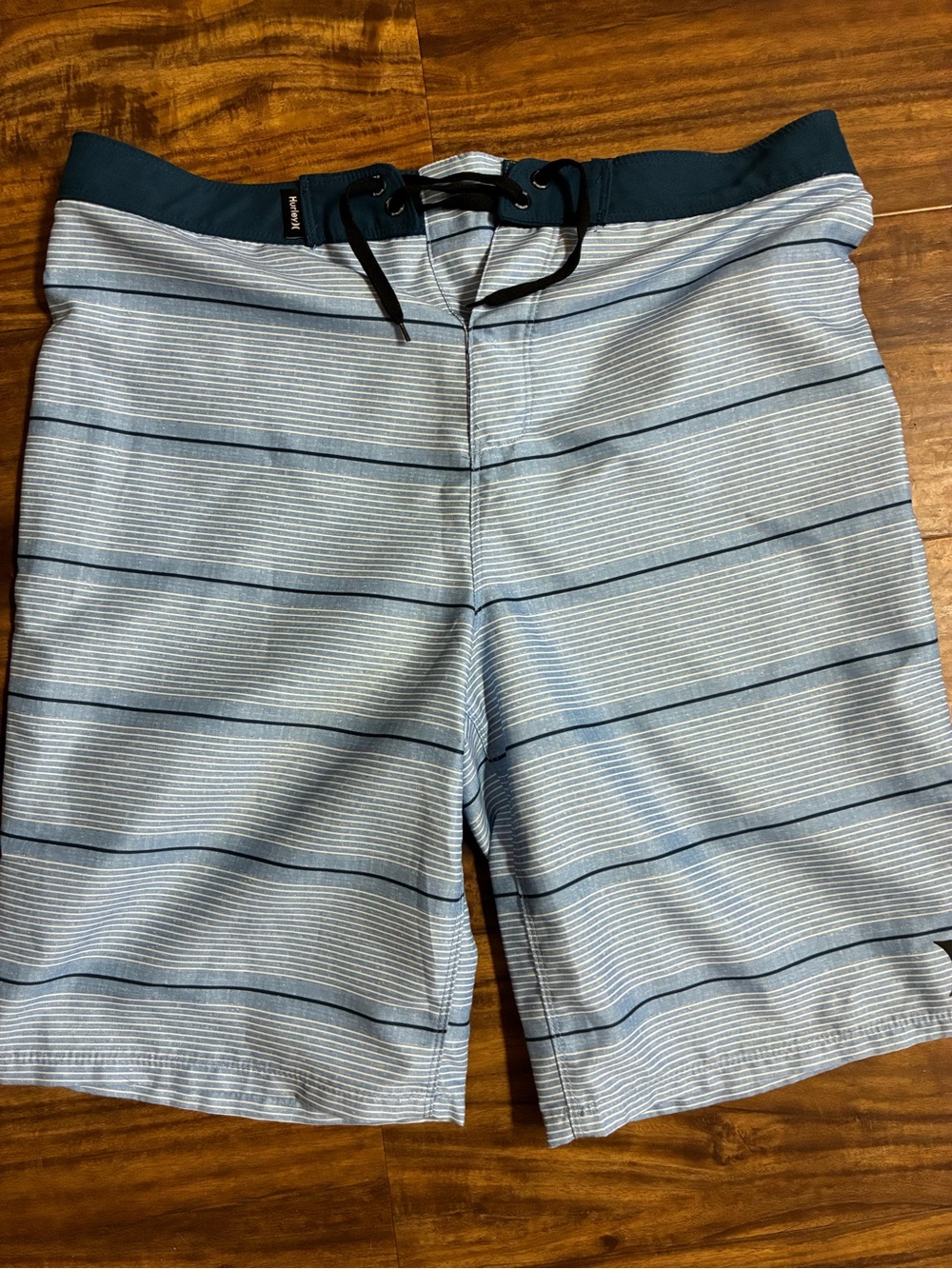 Hurley Light Blue and Navy Striped Board Shorts